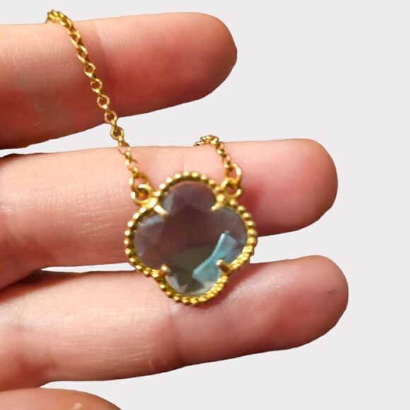 Mia Fiore Italy Dyadema 925 Sterling Silver Blue Crystal 4 Leaf Clover Necklace - Picture 4 of 8